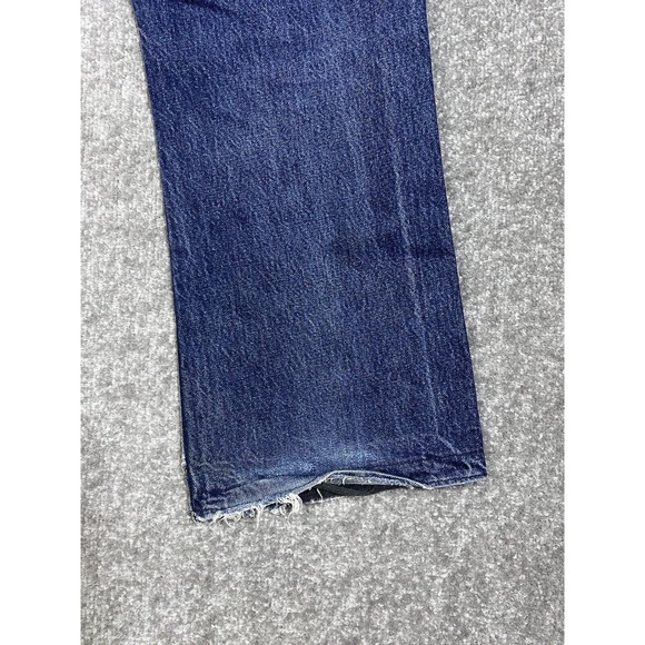 Vintage Silver Button Fly Distressed Bootcut Jeans Mens Size 32x28 Blue Denim - Picture 11 of 16